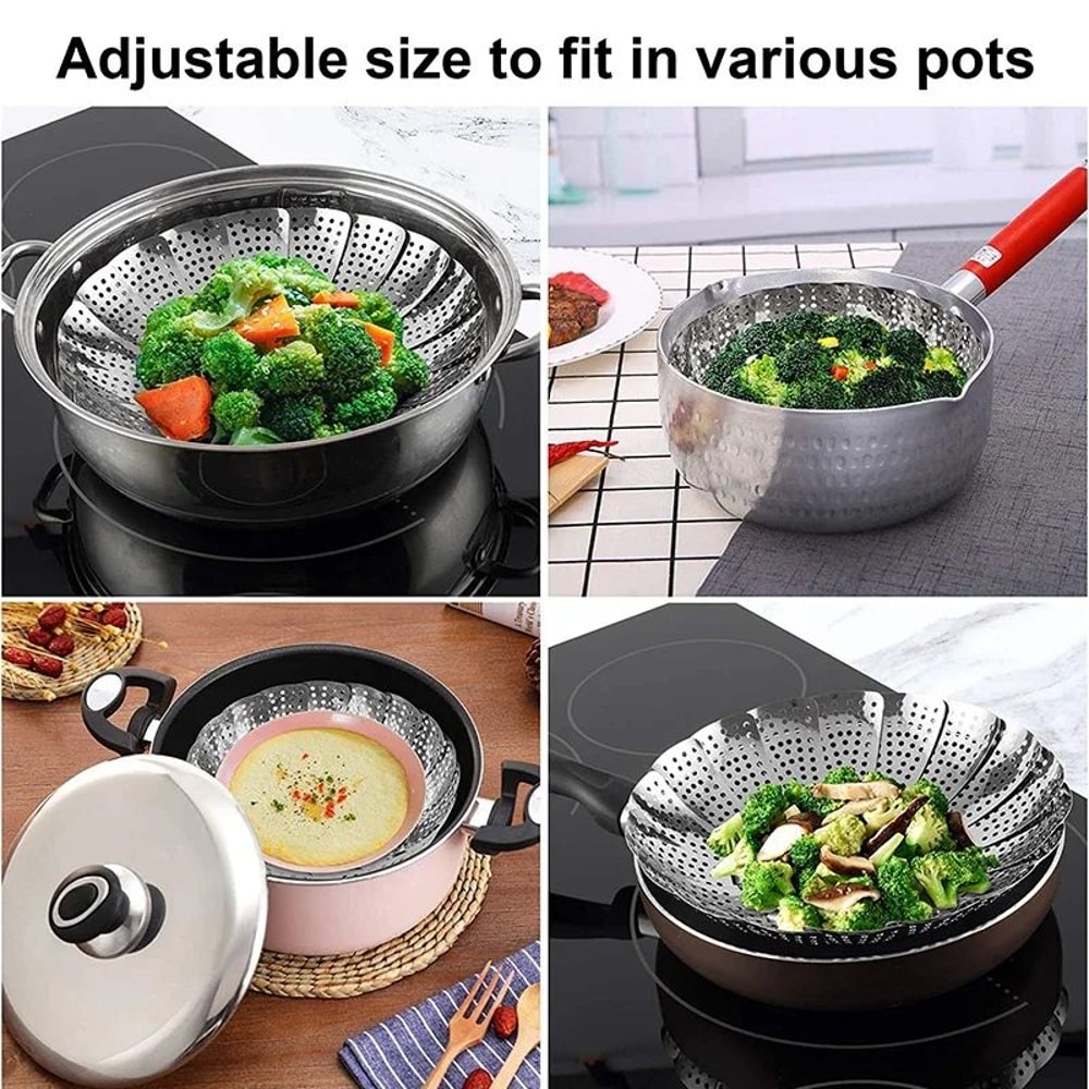 Expandable Stainless Steel Vegetable Steamer Basket Insert For Pots 3