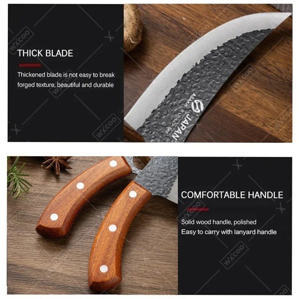 HandForged Butcher Knife Japanese Kitchen Knife For Precision Boning Meat Cutting 4