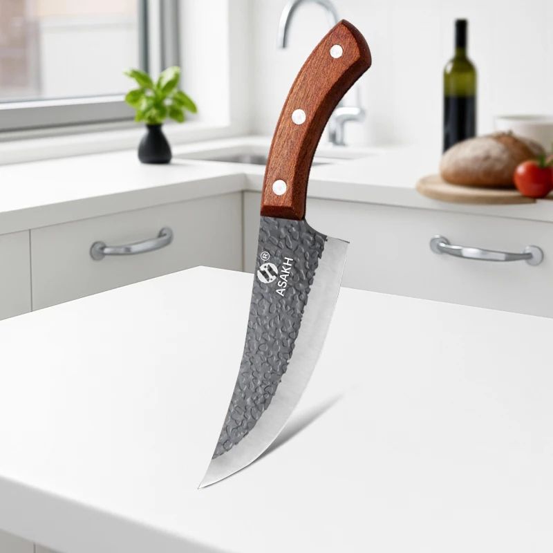 HandForged Butcher Knife Japanese Kitchen Knife For Precision Boning Meat Cutting 7