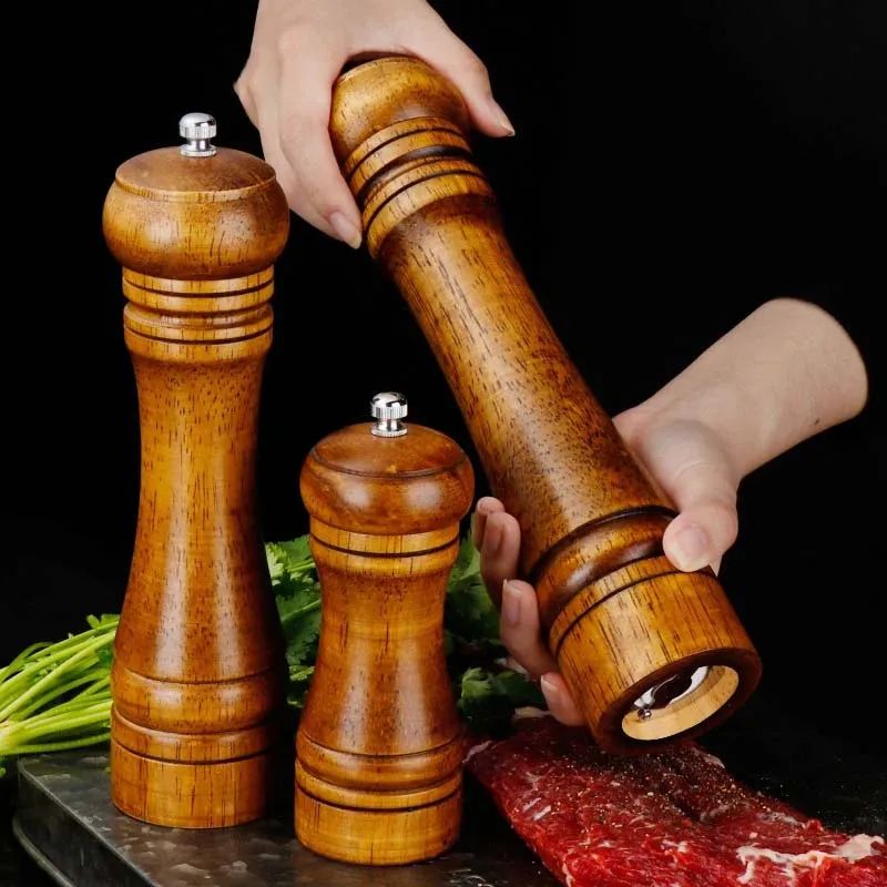 Premium Wood Pepper Grinder Set Adjustable Salt And Pepper Mill With Ceramic Core 1