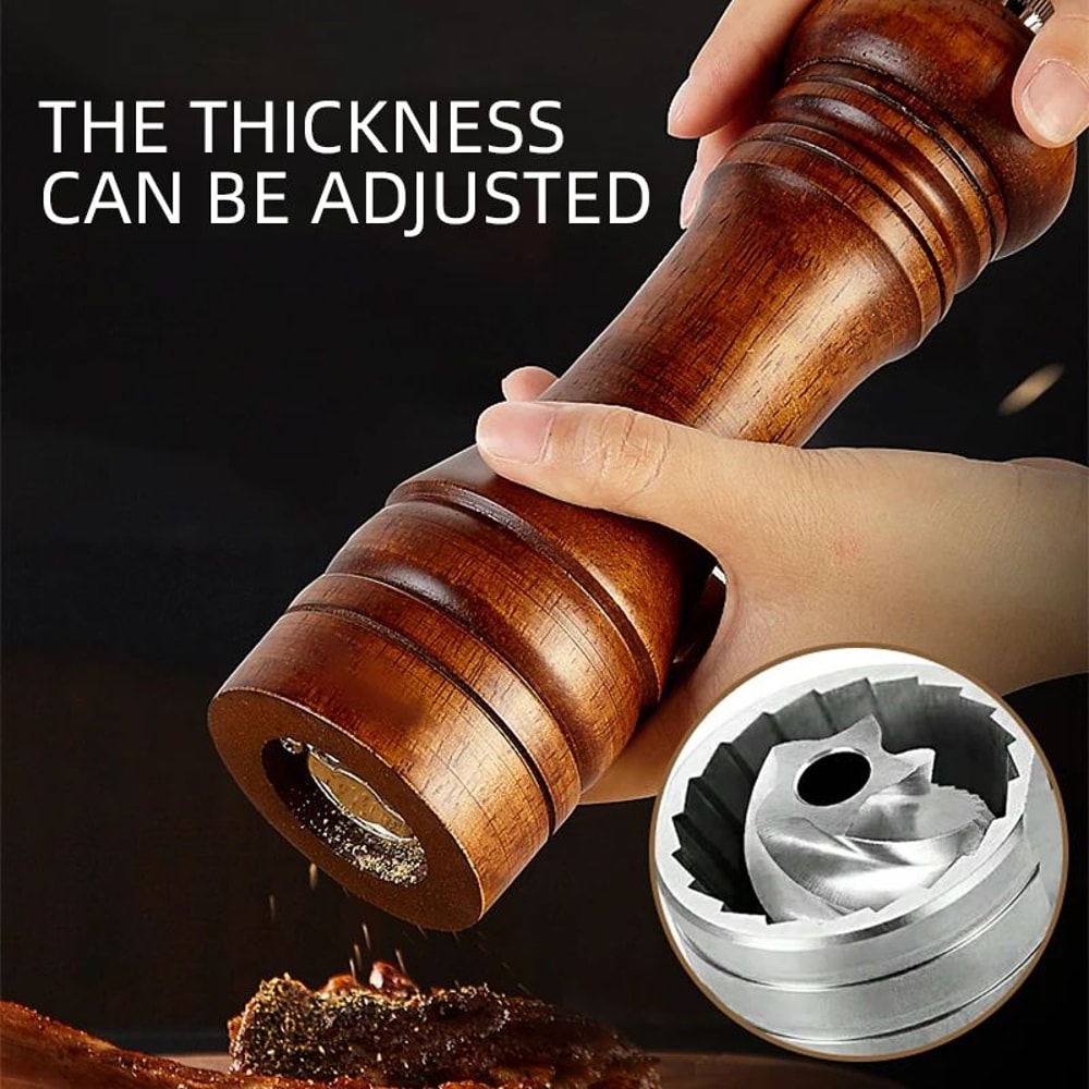 Premium Wood Pepper Grinder Set Adjustable Salt And Pepper Mill With Ceramic Core 2