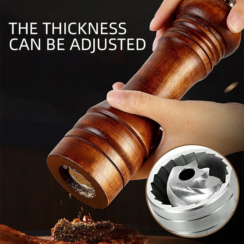 Premium Wood Pepper Grinder Set Adjustable Salt And Pepper Mill With Ceramic Core 2