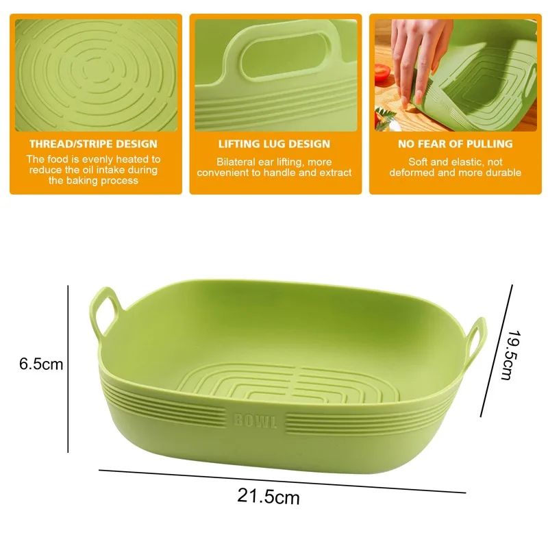 Silicone Air Fryer Liner NonStick Tray Reusable HeatResistant Air Fryer Accessory 9