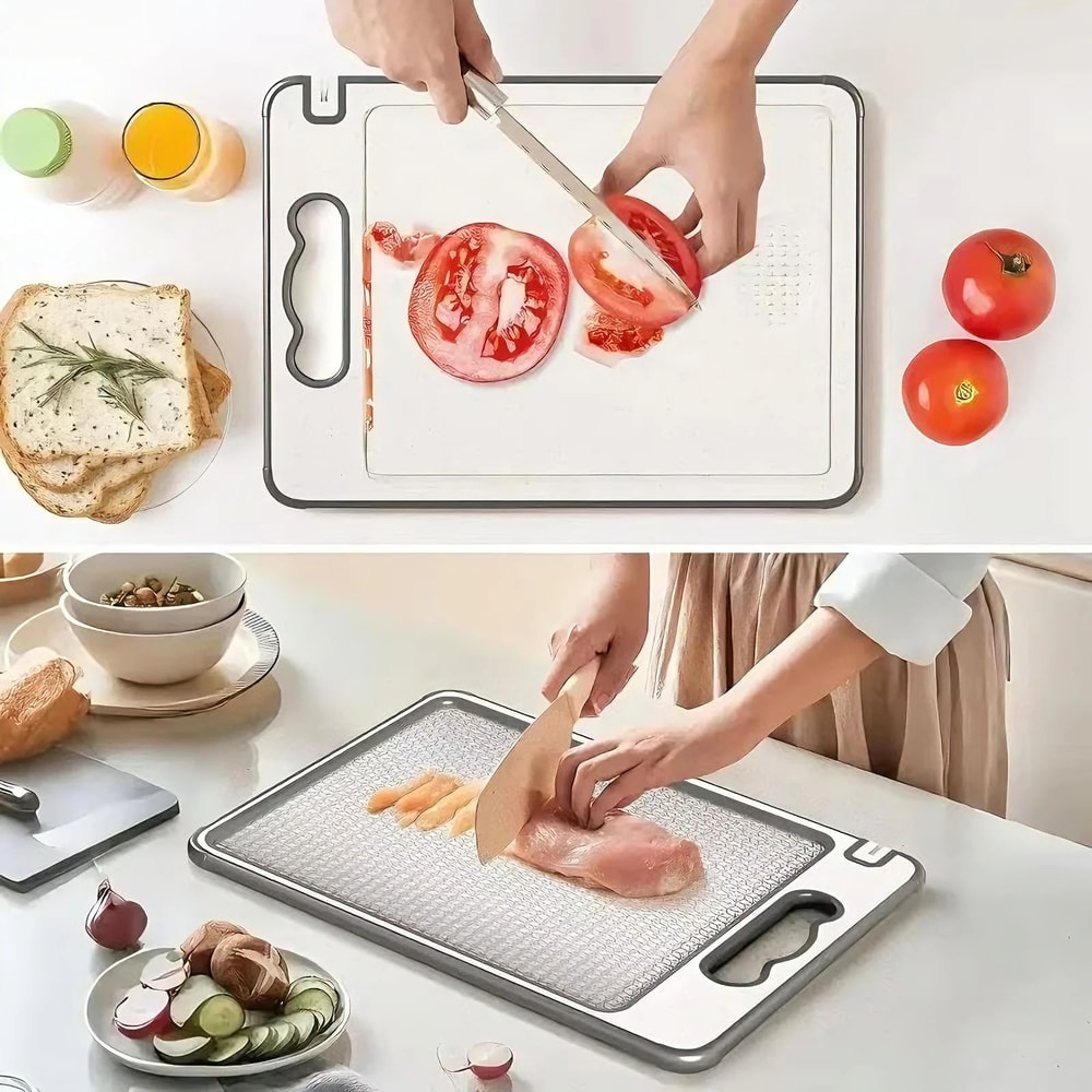 TitaniumFinish Stainless Steel Cutting Board Set Double Sided NonPorous Dishwasher Safe 2