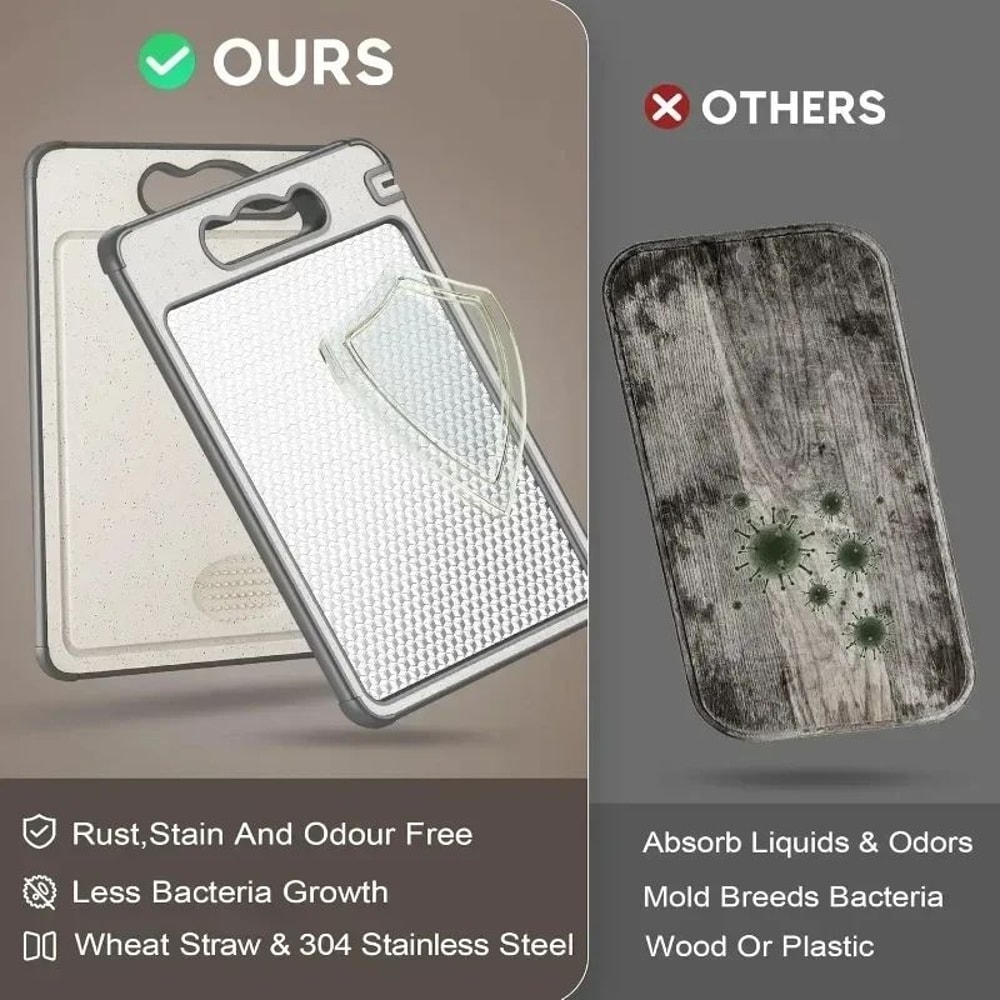 TitaniumFinish Stainless Steel Cutting Board Set Double Sided NonPorous Dishwasher Safe 4