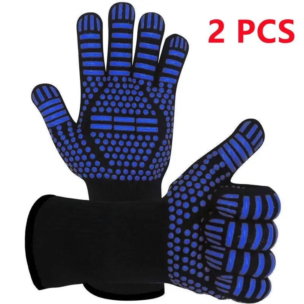 Heat Resistant Grill Gloves 800F Fireproof BBQ Oven Mitts For Safe Cooking 6