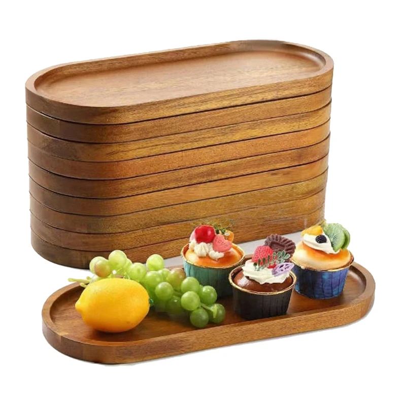 Elegant Solid Wood Japanese Dessert Snack Serving Tray 2
