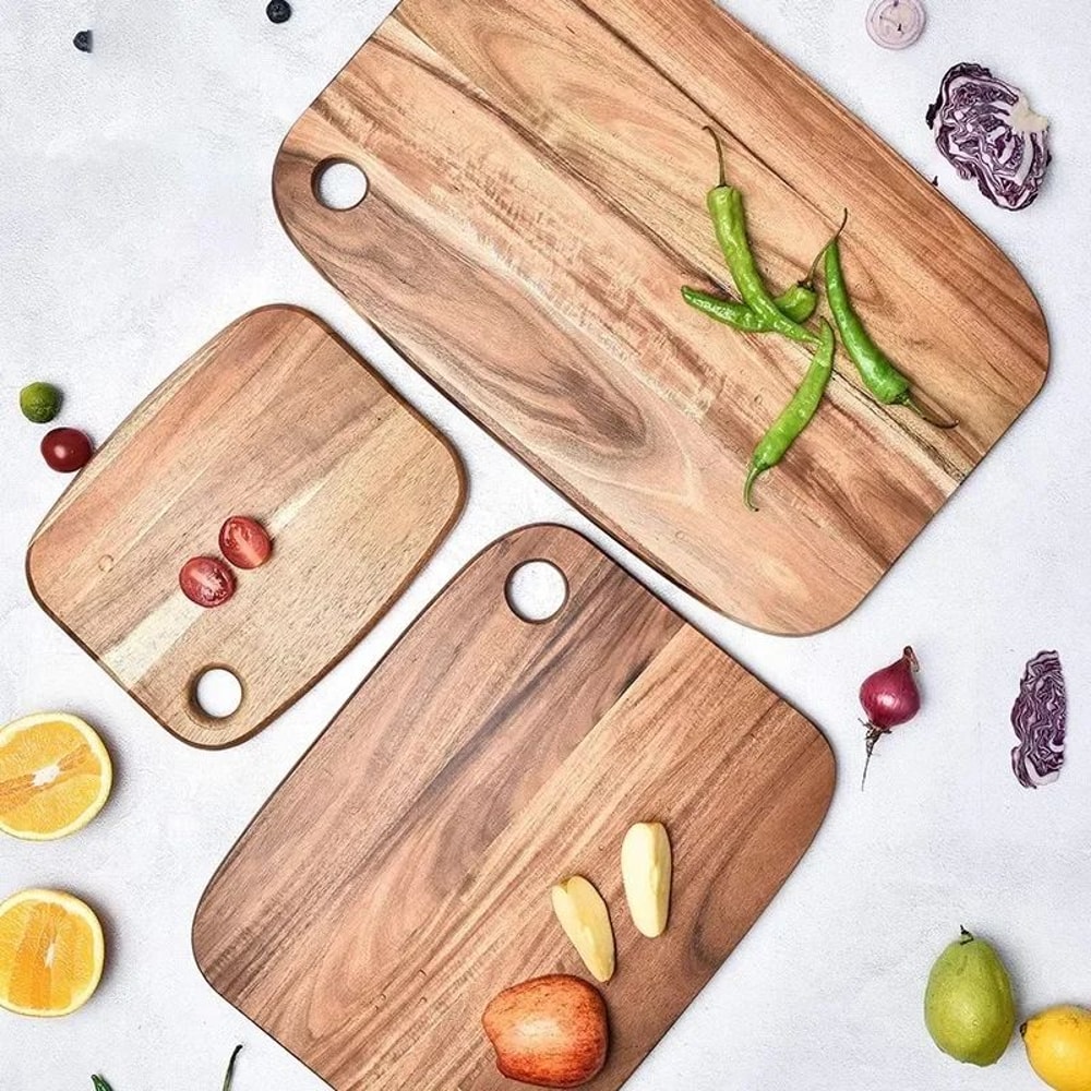 Acacia Wood Cutting Board Portable Kitchen Camping Prep Board 0