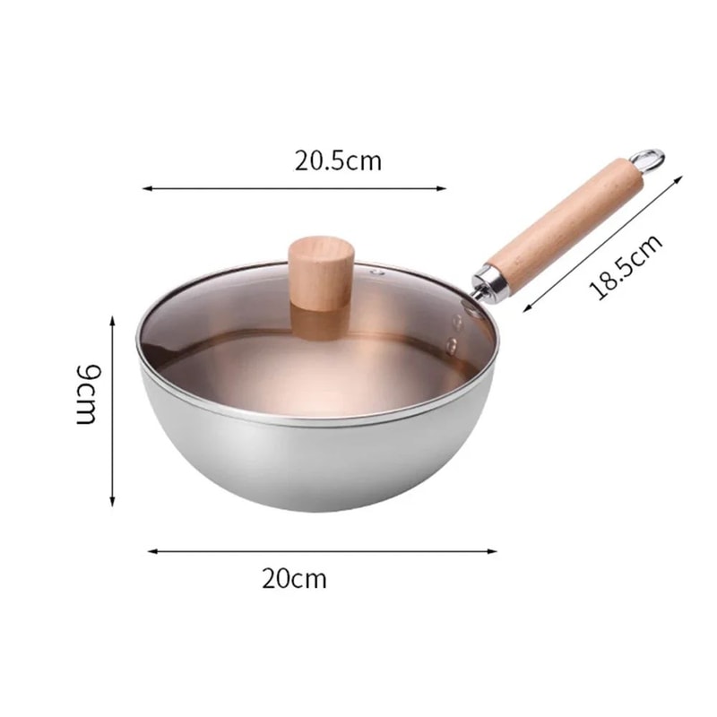 Stainless Steel Wok Pan Small NonCoated Stir Fry Skillet For Induction Gas Cooking 5