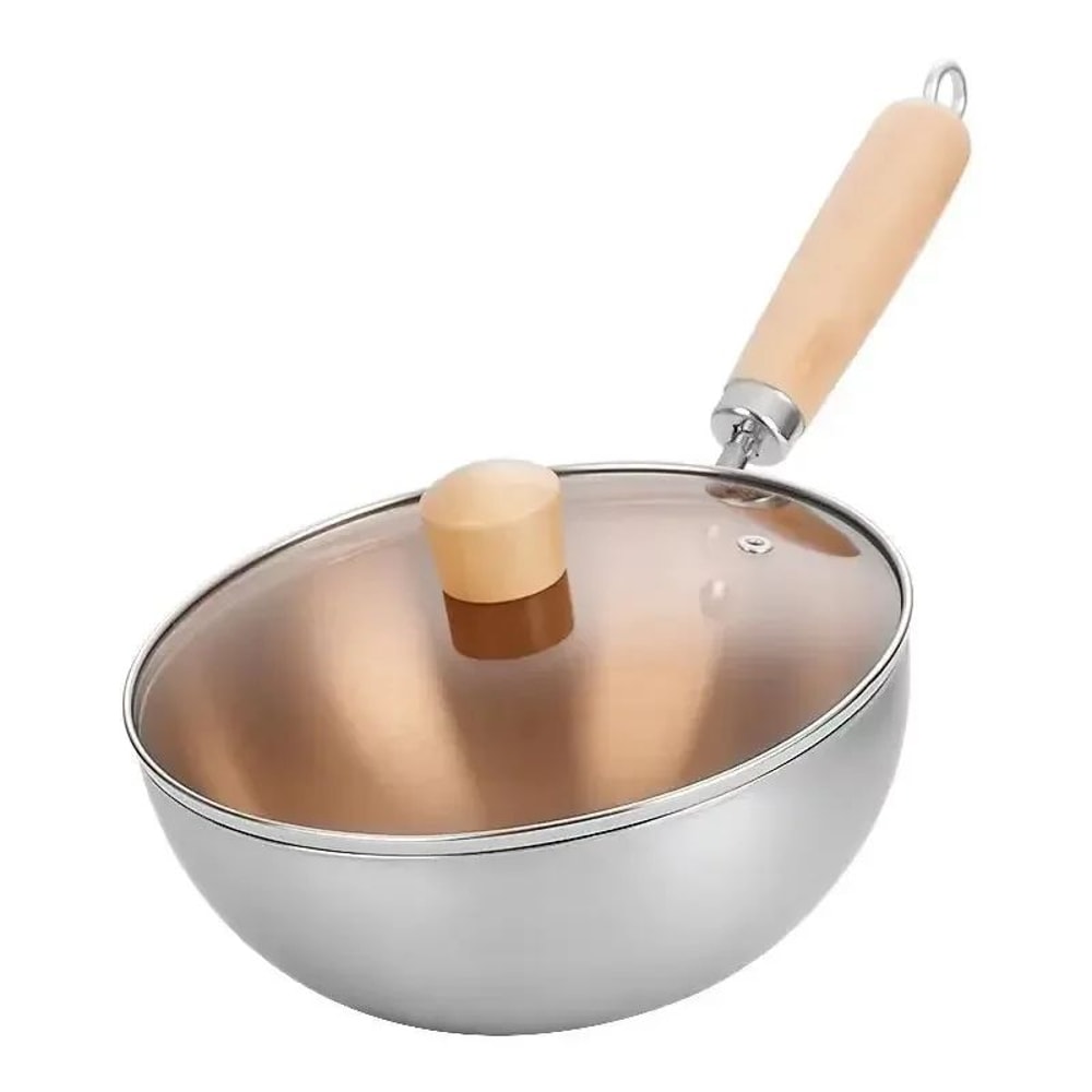 Stainless Steel Wok Pan Small NonCoated Stir Fry Skillet For Induction Gas Cooking 7