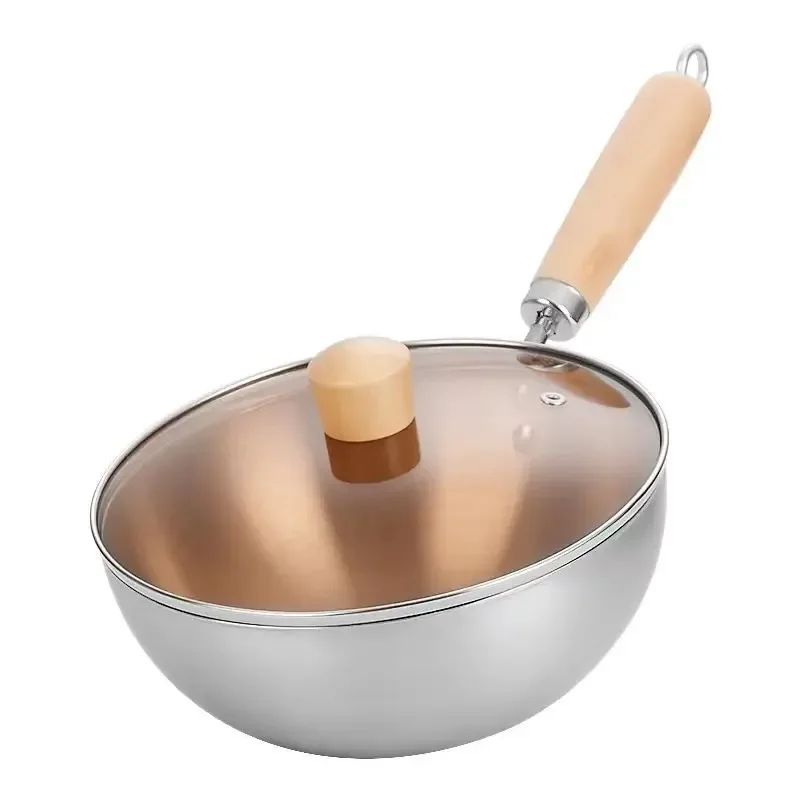 Stainless Steel Wok Pan Small NonCoated Stir Fry Skillet For Induction Gas Cooking 7