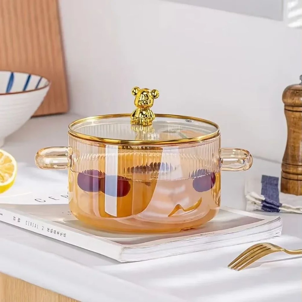 ClearView HeatResistant Glass Saucepan With Lid Dual Handles 0