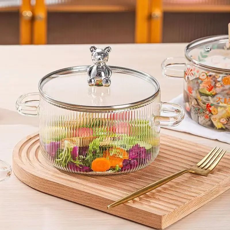 ClearView HeatResistant Glass Saucepan With Lid Dual Handles 1