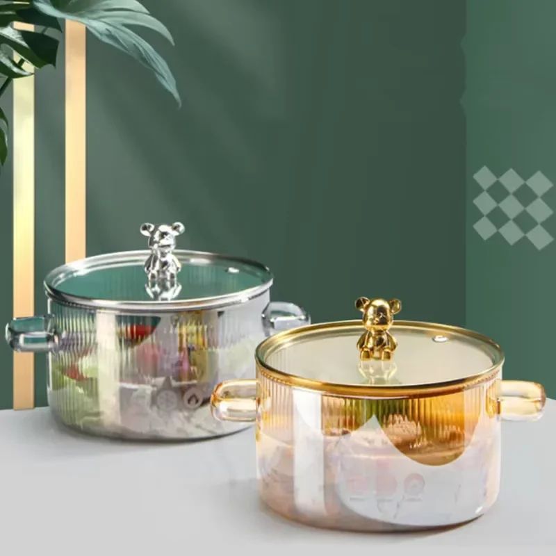 ClearView HeatResistant Glass Saucepan With Lid Dual Handles 2