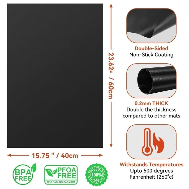 Premium NonStick Oven Liner BBQ Grill Mat Reusable Heat Resistant Protector 4
