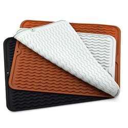 large silicone dish drying mat for kitchen counter with drain lip