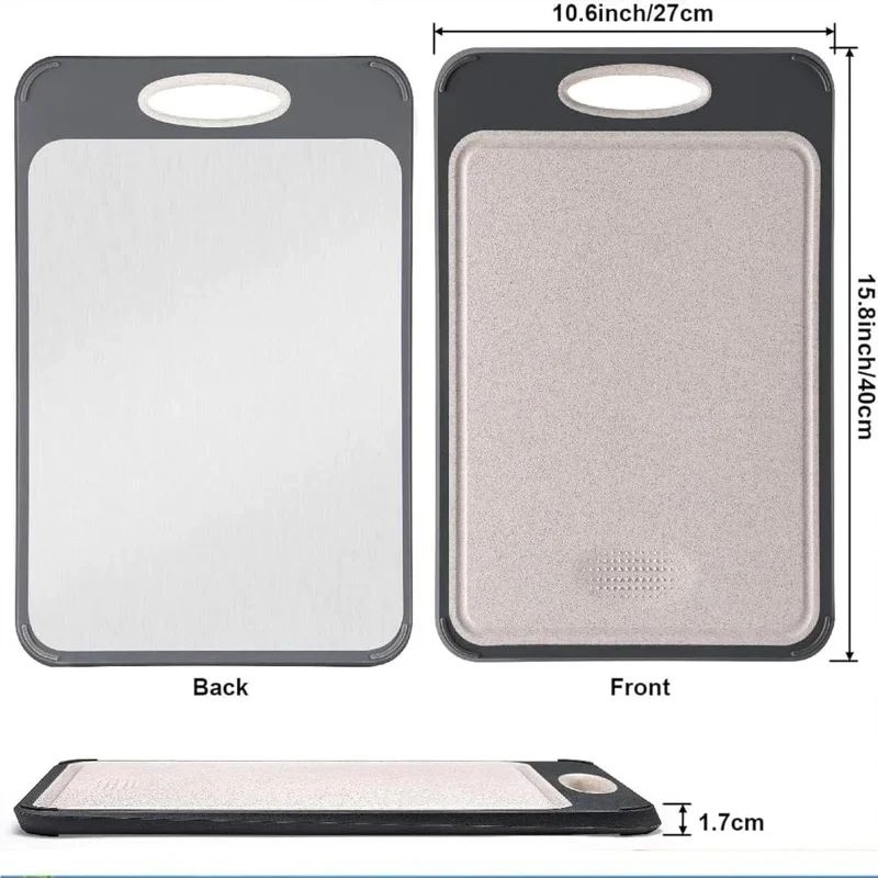 Premium Stainless Steel Cutting Board Double Sided NonPorous Kitchen Prep Board 5