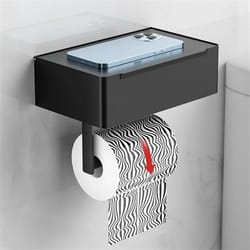 modern stainless steel toilet paper holder with shelf & wipes dispenser