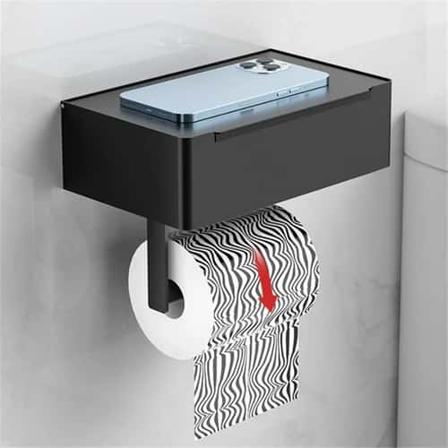 Modern Stainless Steel Toilet Paper Holder with Shelf & Wipes Dispenser