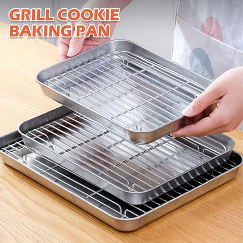 Stainless Steel Baking Pan with Rack Set for Oven Roasting and Even Baking