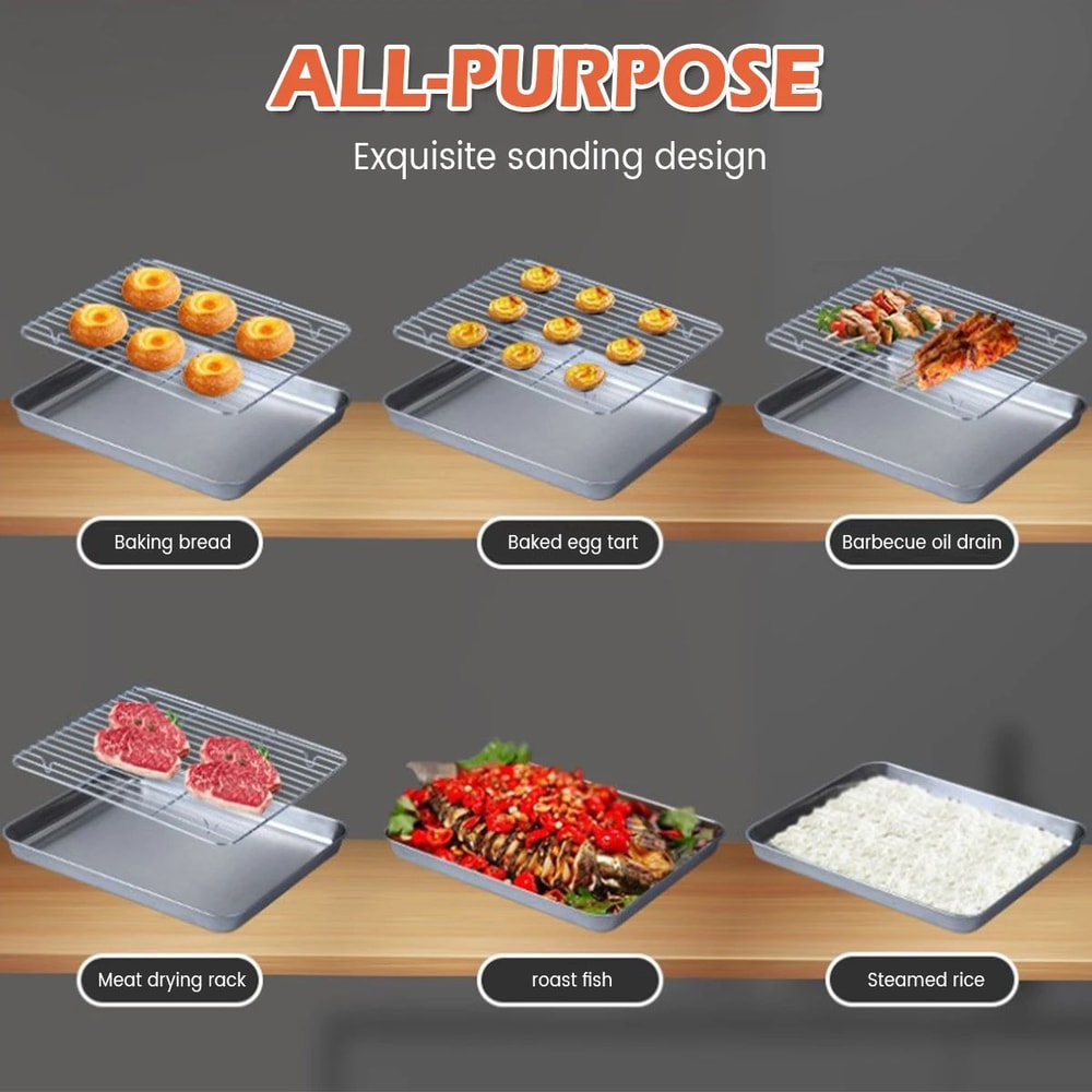 Stainless Steel Baking Pan With Rack Set For Oven Roasting And Even Baking 2