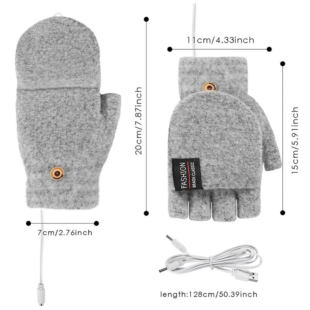 USB Heated Gloves Rechargeable Hand Warmer Mittens For Skiing Work And Cold Days 2