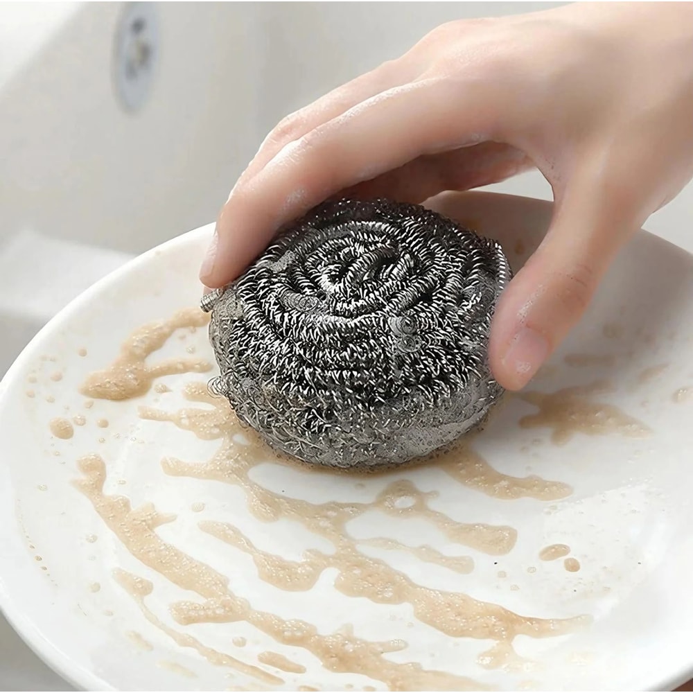 Stainless Steel Scrubber Pad Set For Kitchen And Bathroom Deep Cleaning 4