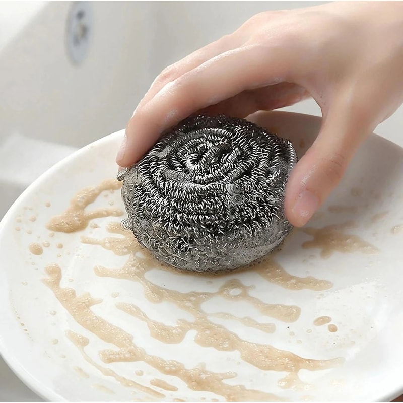Stainless Steel Scrubber Pad Set For Kitchen And Bathroom Deep Cleaning 4