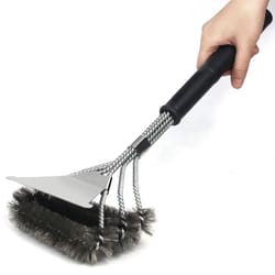 bristle-free grill brush and scraper with 18-inch handle for safe bbq cleaning