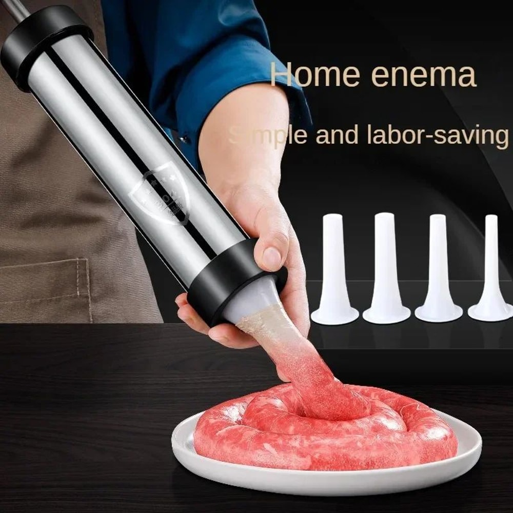 Stainless Steel Sausage Stuffer Gun Jerky Maker Kit 0