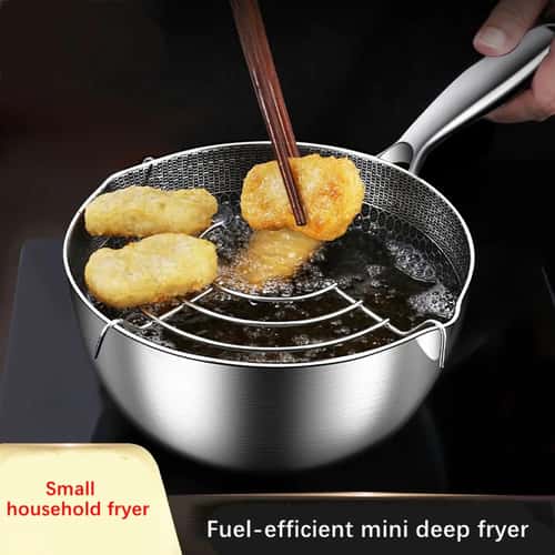 Japanese Tempura Fryer Pot Stainless Steel Deep Fryer Pot for Crispy Home Cooking