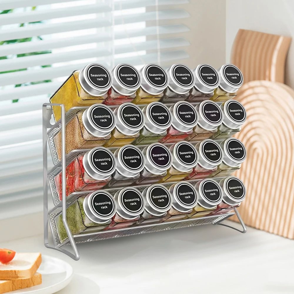 4 Tier Spice Rack Organizer Wall Mounted Carbon Steel Pantry Shelf 2