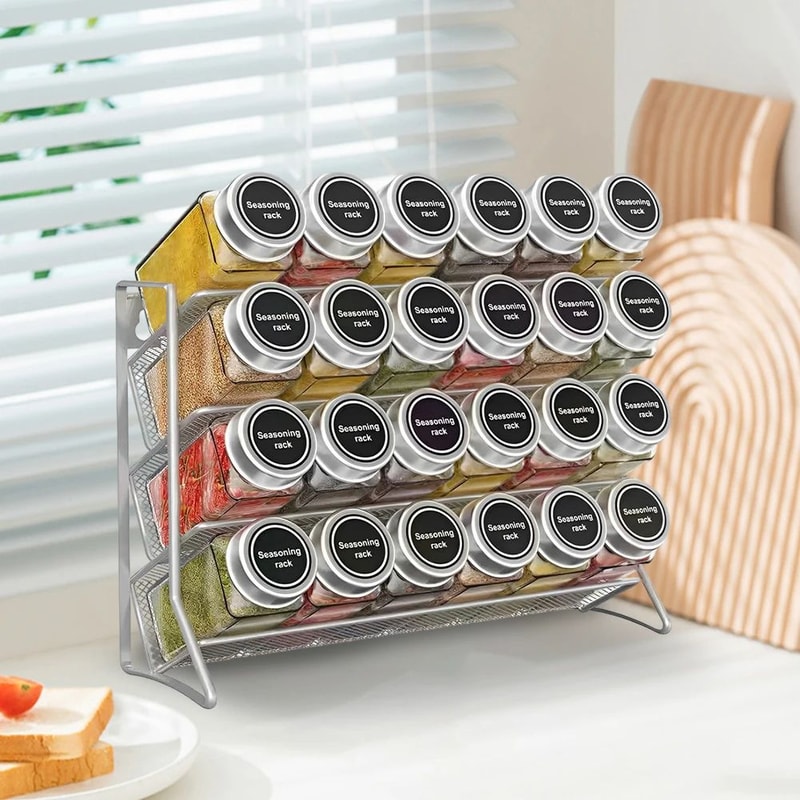 4 Tier Spice Rack Organizer Wall Mounted Carbon Steel Pantry Shelf 2