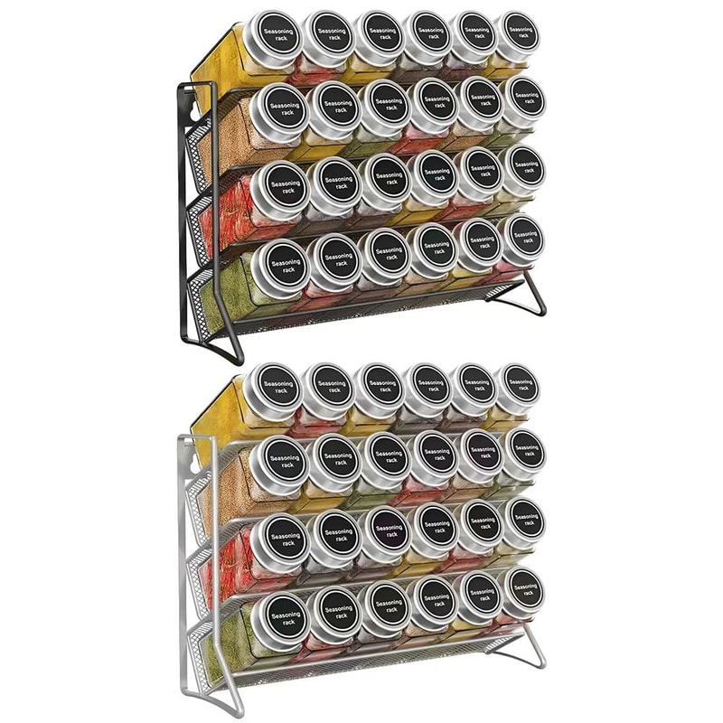 4 Tier Spice Rack Organizer Wall Mounted Carbon Steel Pantry Shelf 5