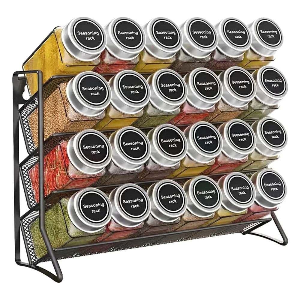 4 Tier Spice Rack Organizer Wall Mounted Carbon Steel Pantry Shelf 6