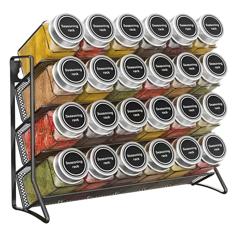 4 Tier Spice Rack Organizer Wall Mounted Carbon Steel Pantry Shelf 6