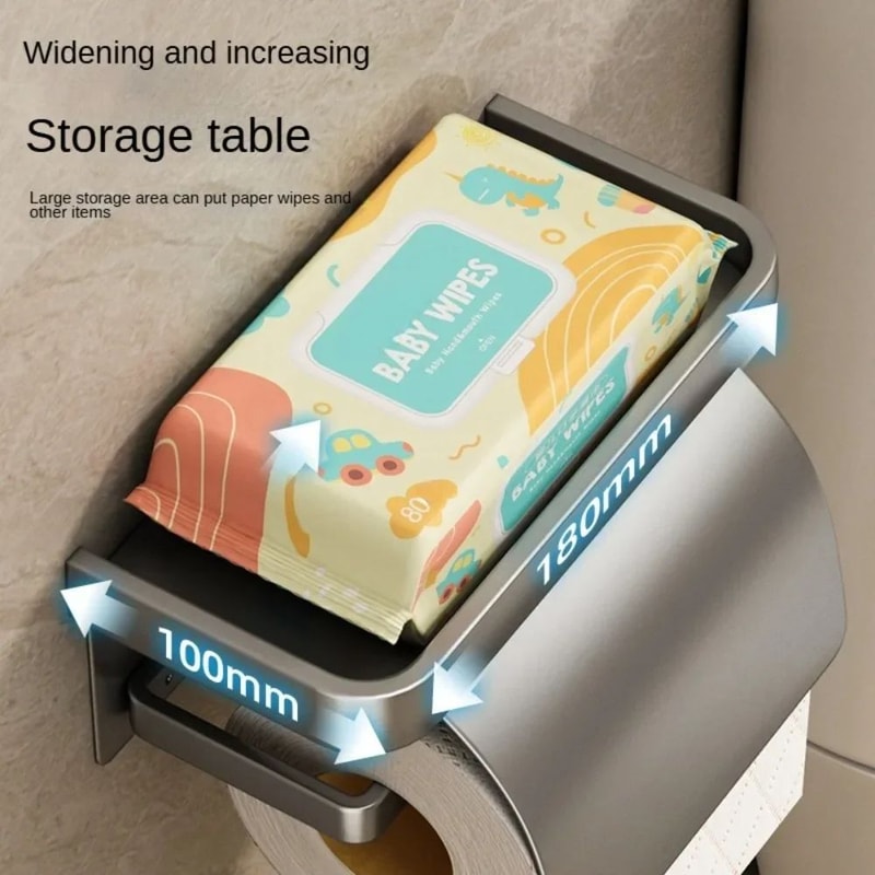 SelfAdhesive Toilet Paper Holder With Shelf Wall Mount Toilet Paper Holder DrillFree Bathroom Orga 4