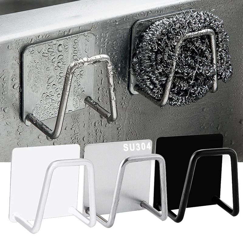 Stainless Steel Kitchen Sponge Holder For Sink Wall Mount With Drain Design 0