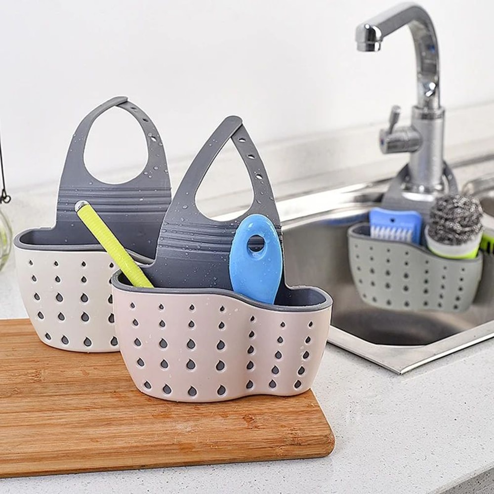 Stainless Steel Sink Sponge Holder Kitchen Sink Organizer With Drain Tray 2