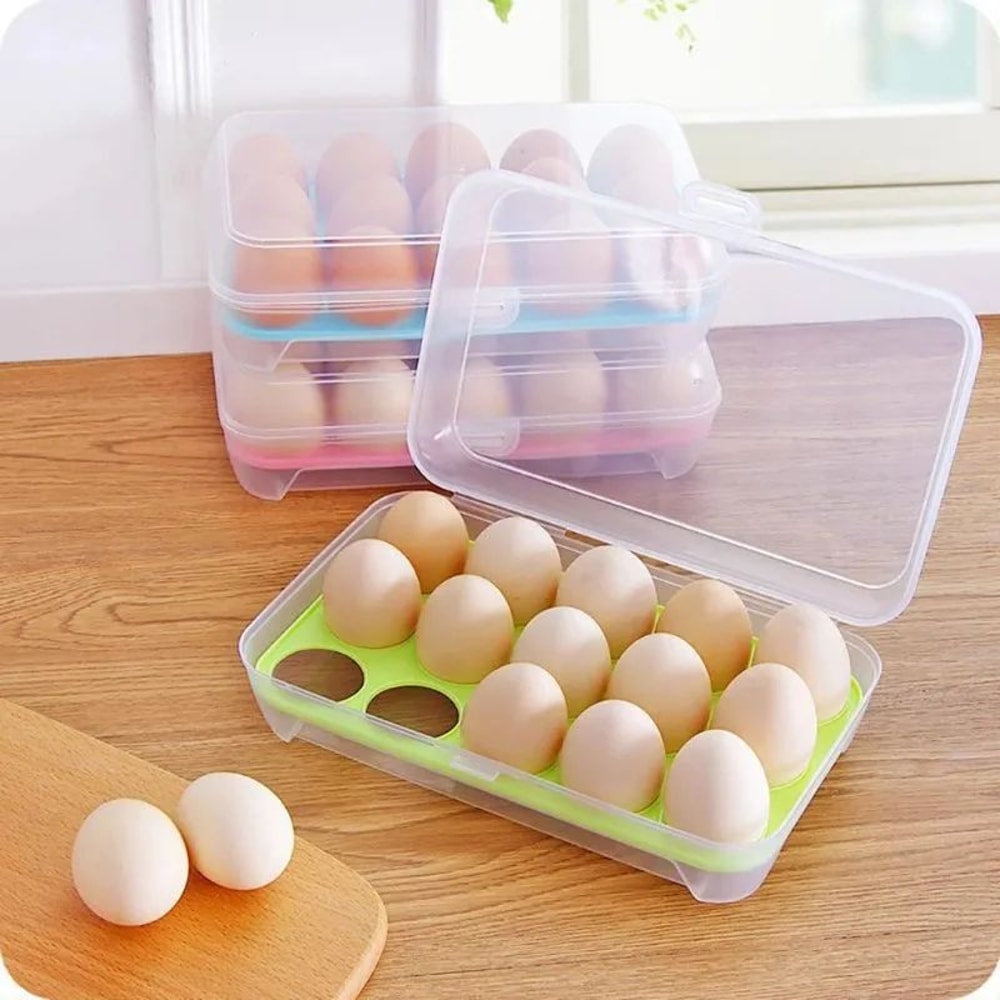 Premium Stackable Egg Storage Container With Lid Shockproof Egg Holder For Fridge Organizer 0