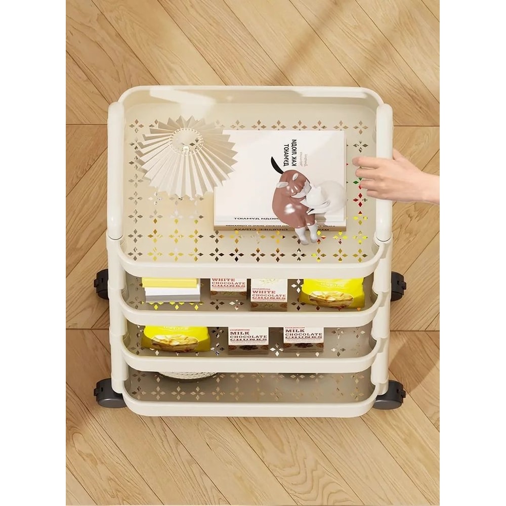 Rolling Storage Cart With Handle MultiLayer Kitchen Storage Trolley Organizer 2