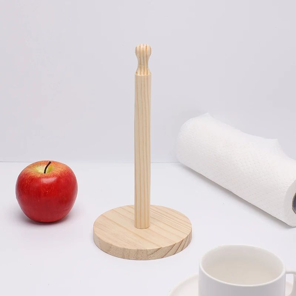 Wooden Paper Towel Holder Countertop Stand For Kitchen And Dining Table 2