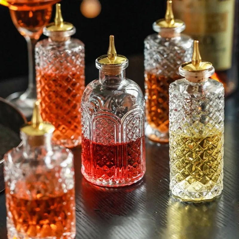 Vintage Japanese Glass Bitters Bottle Dispenser For Cocktails Home Bar 3