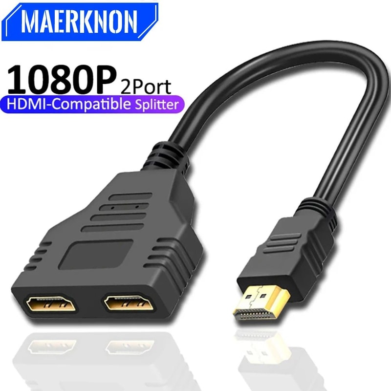 Dual Display 1080P HDMI Splitter Cable 1 In 2 Out Adapter For TV Laptop Monitor 0