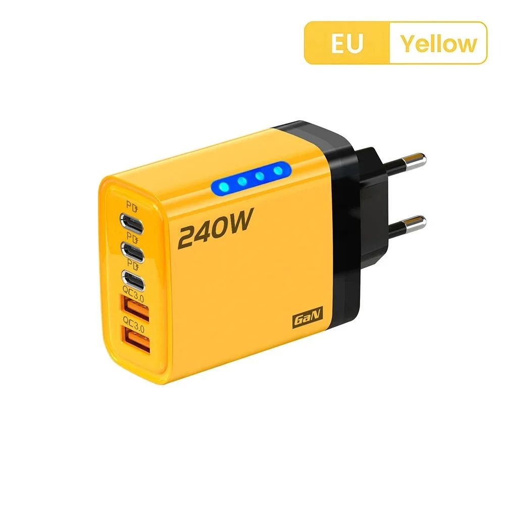 240W GaN USBC Fast Charger 5Port Multi Device Power Hub 7