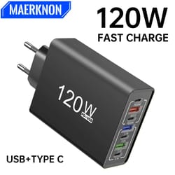120w usb c charger multi-port fast charging adapter for iphone, samsung & more