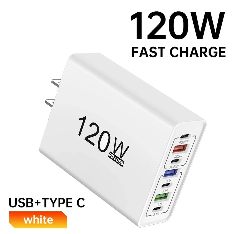 120W USB C Charger MultiPort Fast Charging Adapter For IPhone Samsung More 10