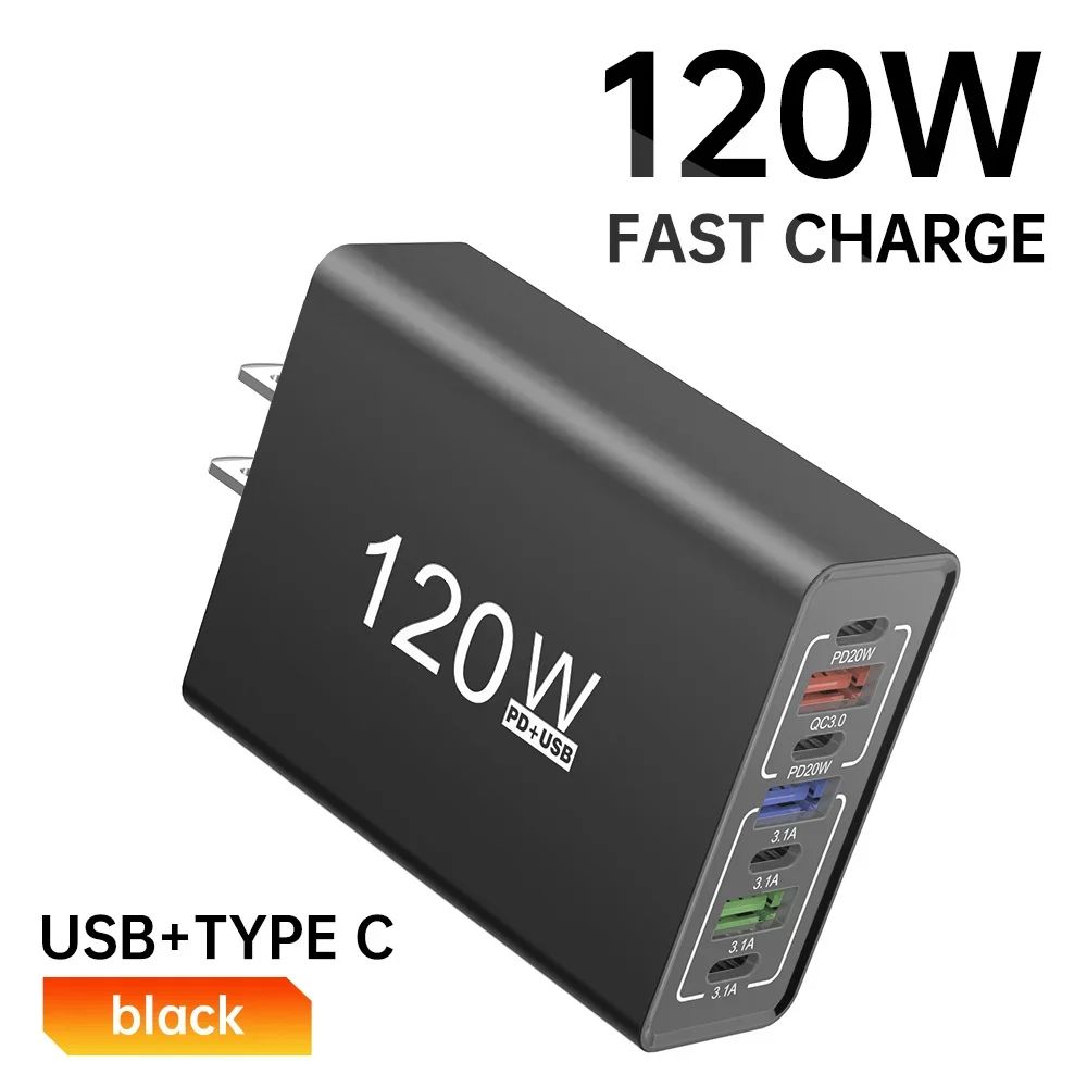 120W USB C Charger MultiPort Fast Charging Adapter For IPhone Samsung More 11