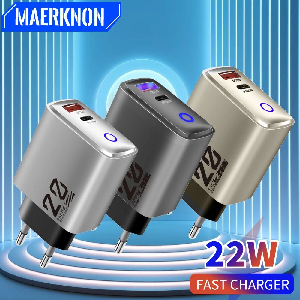 22W USBC Fast Charger Dual Port Wall Adapter With Quick Charge 30 For IPhone Android 0