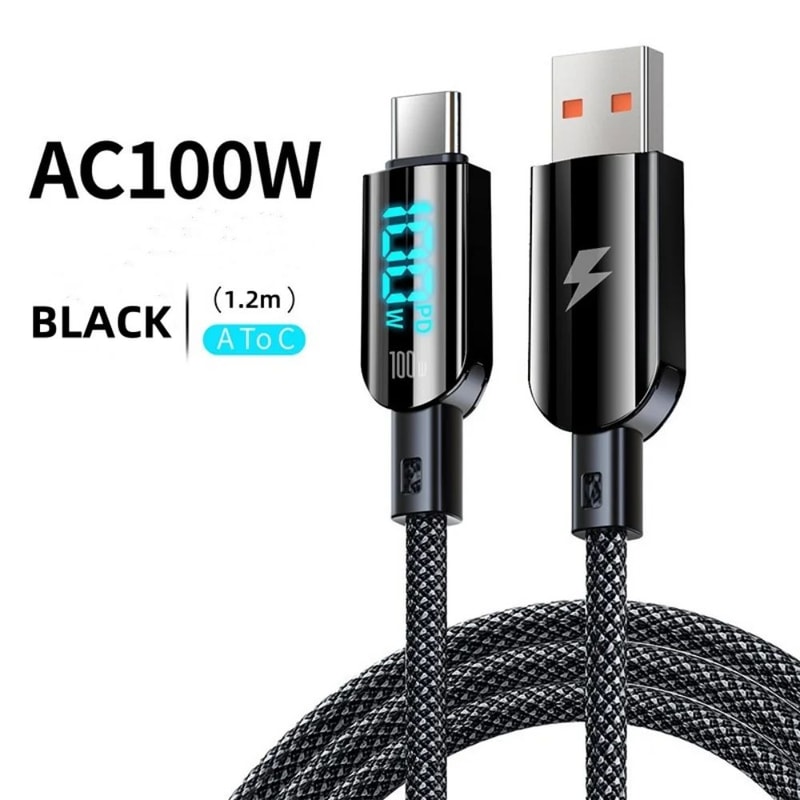 100W USBC Cable With Digital Display PD Fast Charging USBC Cable For Phones Laptops 6